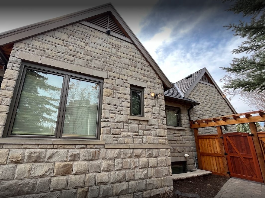 Limestone installed on a house in Calgary