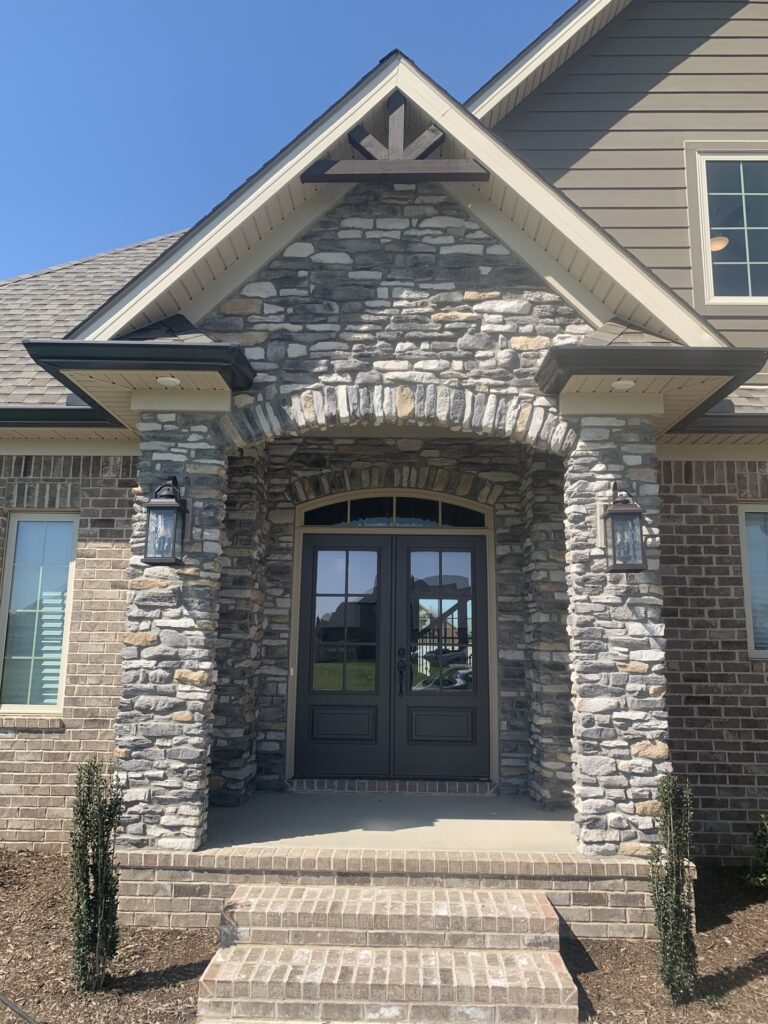 stone installed at front entrance in Calgary