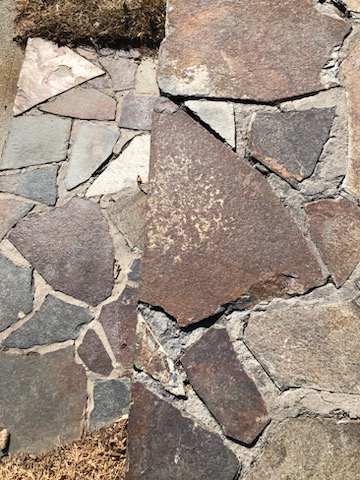 Natural flagstone walkway with mortared joints
