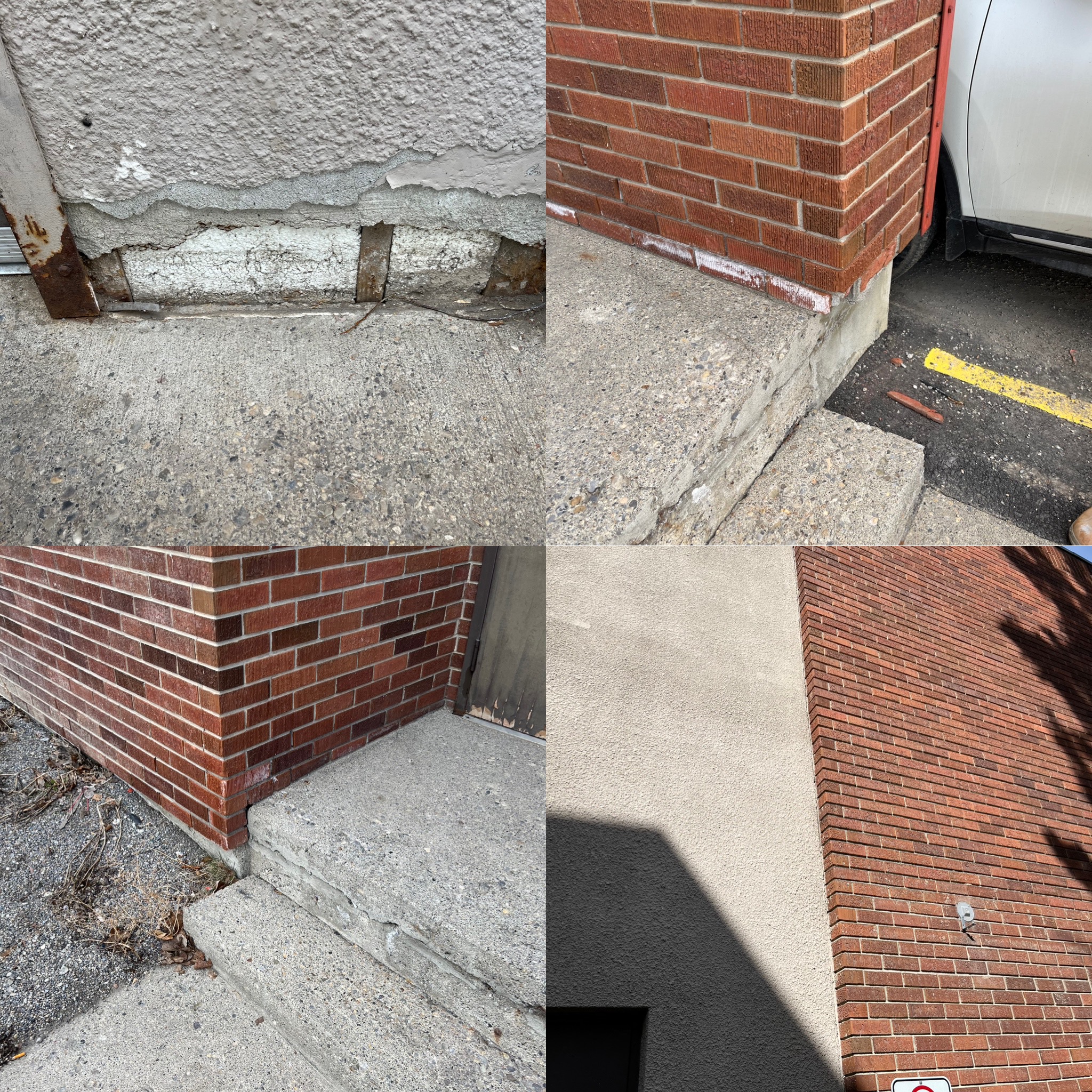 Collage of red brick foundation corner repairs